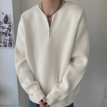 Load image into Gallery viewer, Zippered V-Neck Loose Knit Sweater
