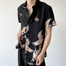 Load image into Gallery viewer, Crane Printed Lapel Short Sleeve Shirt
