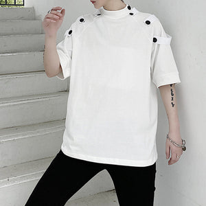 Stand Collar Multi Button T-Shirt