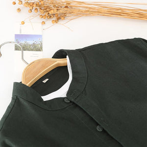 Linen Casual Crew Neck Long Sleeve Tops