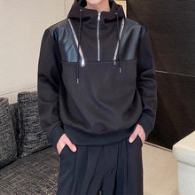 Load image into Gallery viewer, Half Zipper Stand Collar Hooded Sweatshirt
