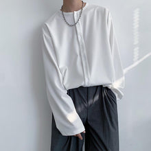 Load image into Gallery viewer, Collarless Loose Sleeve Long Sleeve Shirt
