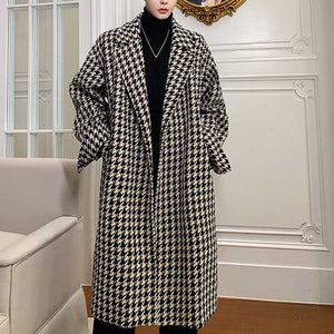 British Plaid Mid-length Thickened Coat