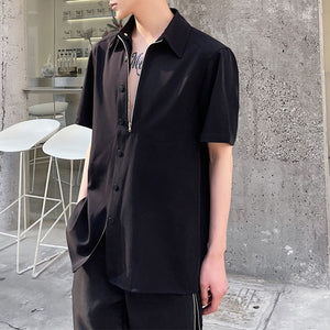 Zip-Place Short Sleeve Shirt Top