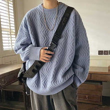 Load image into Gallery viewer, Wavy Crew Neck Solid Color Knit Sweater
