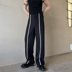 Black White Webbing Contrast Pants