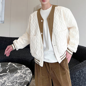 Embossed Button Baseball Jacket