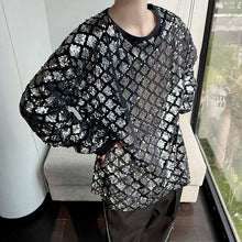 Load image into Gallery viewer, Rhombus Sequin Reflective Stage Show T-Shirt
