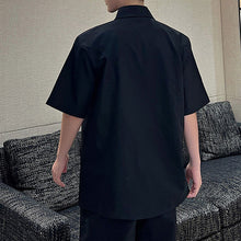 Load image into Gallery viewer, Irregular Placket Panel Short Sleeve Shirt
