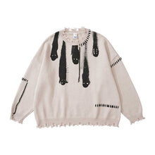 Load image into Gallery viewer, Printed Crew Neck Fringe Knit Sweater
