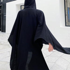 Vintage Long Thin Pleated Hoodie Cape