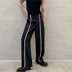 Black White Webbing Contrast Pants