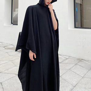 Vintage Long Thin Pleated Hoodie Cape