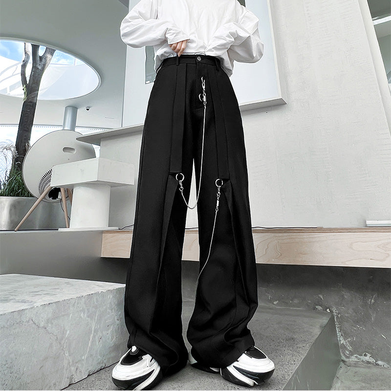 Metal Chain Trim Suit Trousers