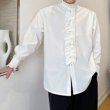 Load image into Gallery viewer, Stand Collar Lace Long Sleeve Shirt
