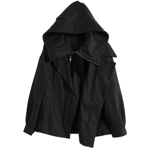 Black Hooded Loose Jacket