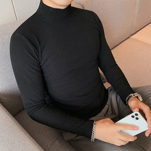 Slim Fit Striped Turtleneck T-shirt