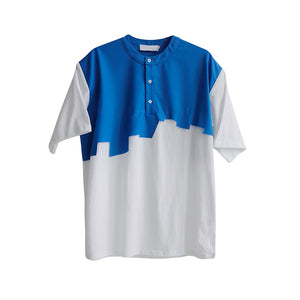 Patchwork Shoulder Pads Short Sleeve T-Shirt