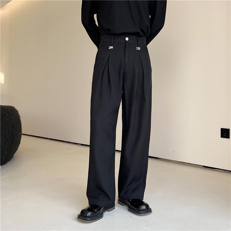 Metal Buckle Trim Casual Trousers