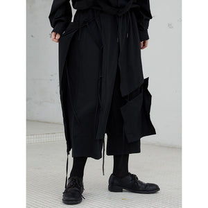 Asymmetric Tie Wide-leg Pants