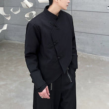 Load image into Gallery viewer, Stand Collar Retro Buckle Asymmetric Short Coat
