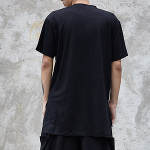 Black Crew Neck Mid Length T-Shirt