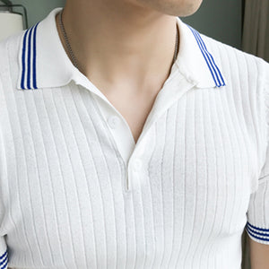 Contrast Stripe Trim Slim-fit Polo Shirt