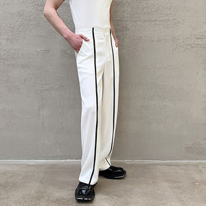 Black White Webbing Contrast Pants