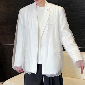 Mesh Panel Long Sleeve Blazer