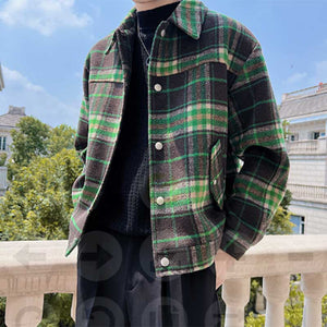 Vintage Green Check Short Jacket