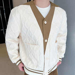 Embossed Button Baseball Jacket