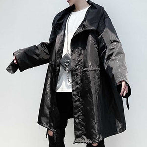 Dark Big Hat Mid-Length Cape Coat