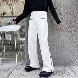 Black and White Contrast Loose Pants