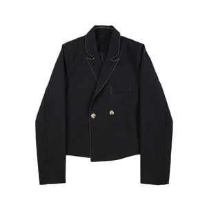 One Button Double Breasted Cropped Blazer