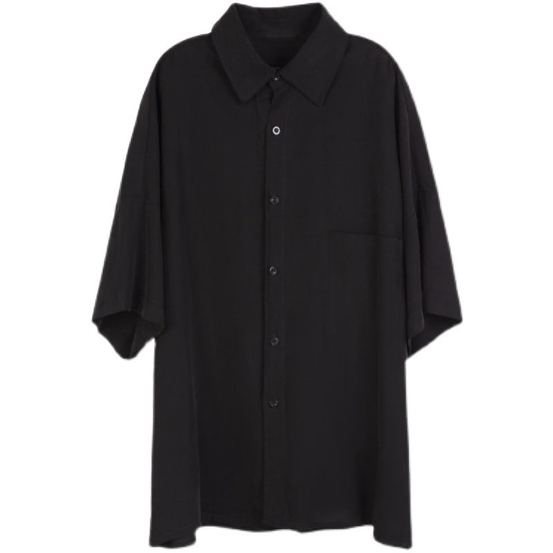 Black Simple Loose Short Sleeve Shirt