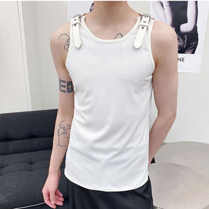 Leather Shoulder Loops Knit Vest