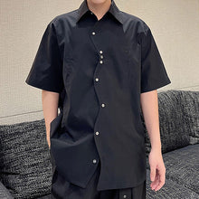 Load image into Gallery viewer, Irregular Placket Panel Short Sleeve Shirt
