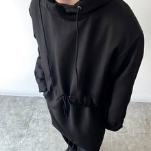Load image into Gallery viewer, Dark Hood Lace Up Pullover Mid Length Coat
