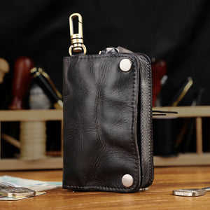 Retro Handmade Leather Wallet Key Bag