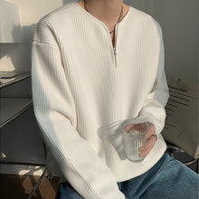 Load image into Gallery viewer, Zippered V-Neck Loose Knit Sweater
