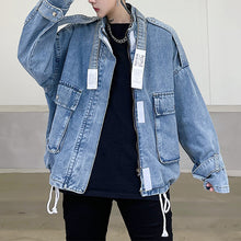 Load image into Gallery viewer, Denim Loose Drawstring Jacket
