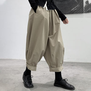 Dark Solid Color Casual Nine Point Carrot Pants