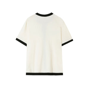 Contrast Cardigan Short Sleeve T-Shirt