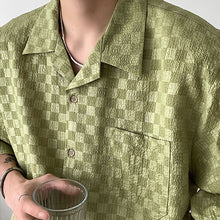 Load image into Gallery viewer, Checkerboard Lapel Short Sleeve Shirt
