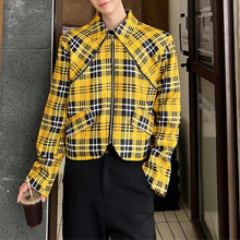 Load image into Gallery viewer, Yellow Plaid Casual Short Jacket
