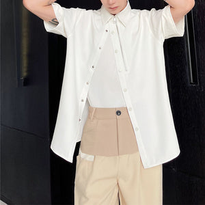 Zip-Place Short Sleeve Shirt Top