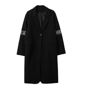 Dark Sleeve Embroidered Long Coat