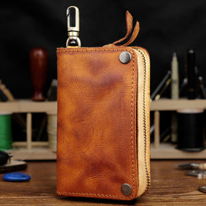 Retro Handmade Leather Wallet Key Bag