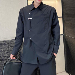 Irregular Shoulder Pad Long Sleeve Shirt