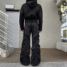 Load image into Gallery viewer, Dark Elastic Pleated Floor-length Trousers
